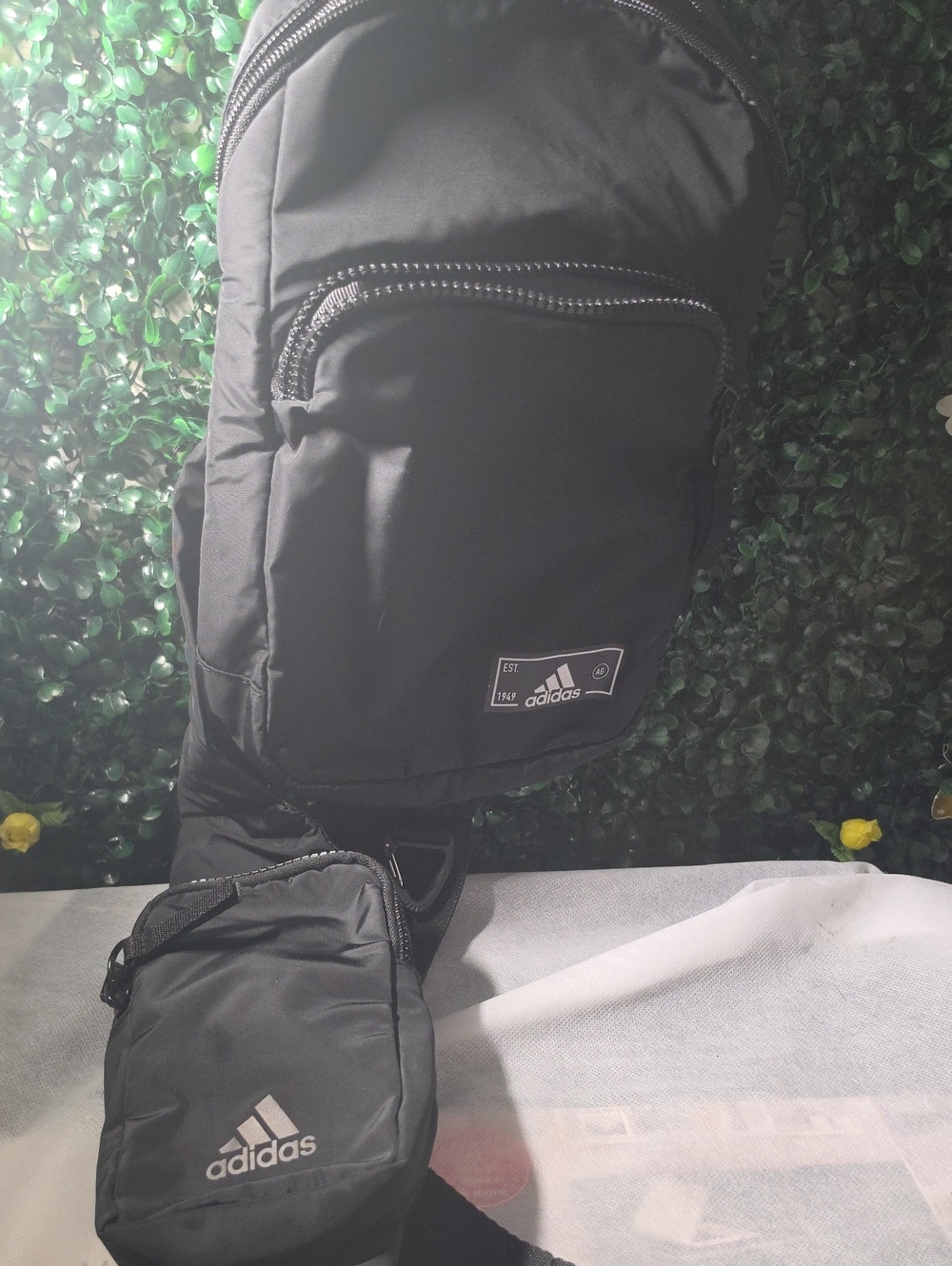 adidas Black Men's Sling / Crossbody Belt Bag Duo